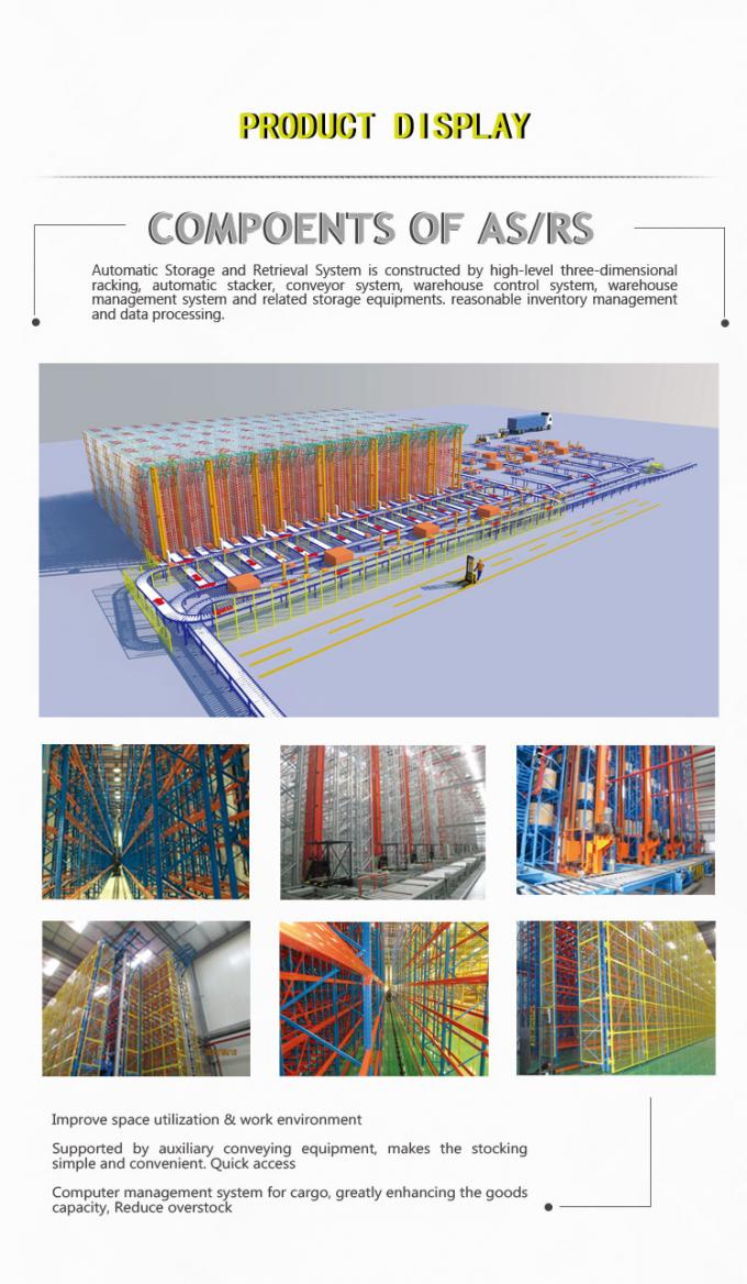 System magazynowy w pełni zautomatyzowany ASRS Żółty Błękitny Kolor 0