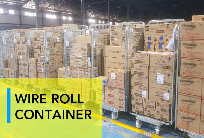 Włókno sieciowe stalowe gniazdo bezpieczeństwo Roll Klatka wózek składany do magazynowania 0